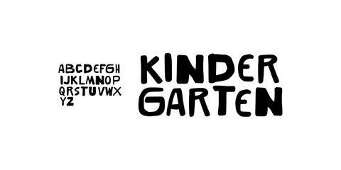 Creative Hand Drawn Font Uppercase Only. Elegant Rough Typography. Naive Playful Marker Lettering with Mixed Stroke Weight. Decorative serif modern vintage fashion vector illustration. © BareinMind