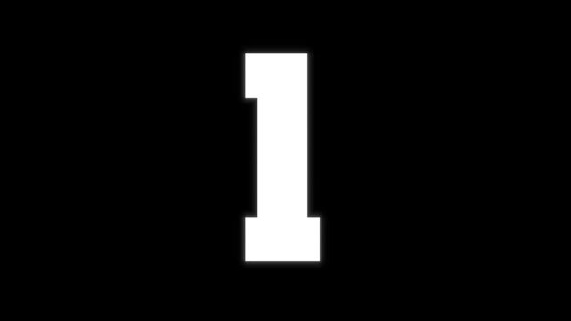 Animated five second glitch countdown numbers on black background for cyber visuals