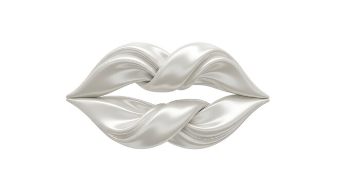 silver lips sculpture isolated on white background representing glamour fashion beauty art and modern luxury design with creative minimal aesthetic concept