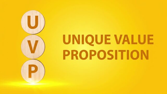 Unique Value Proposition concept with wooden circles on yellow background