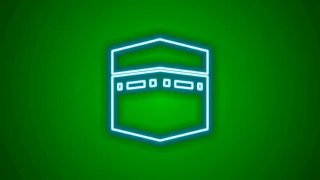 Ultra-Realistic Rotating Neon Outline Kaaba on Green Screen 4K UHD Chroma Key Stock Footage