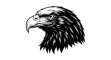 Detailed Black and White Eagle Head Illustration.