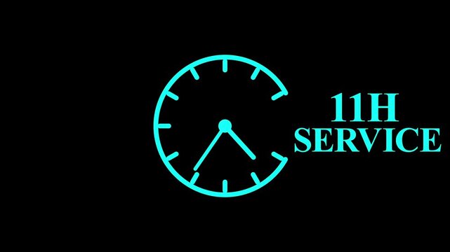  11 hours service clock icon. Online customer care, real-time customer assistance to ensure complete customer satisfaction. 11 Hours Service Logo with Minimal Clock ...