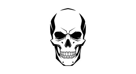Detailed Human Skull Illustration Black and White. © renjani