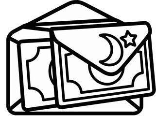 Money and Envelope with Islamic Symbols Vector Illustration