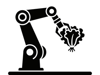 Robot Arm Holding a Flower in a Manufacturing Setting Illustration