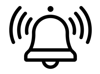 Simple black bell icon illustration representing notification or alert in a digital context.
