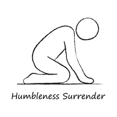 Obraz premium Humility and Surrender Outline Icon – Acceptance and Letting Go Line Vector