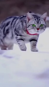 Ek Black Cat Ice Par Chalti Hui &ndash; Red Patti aur Green Eyes ke Sath