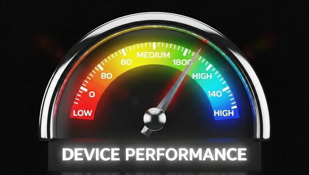 High Tech Device Performance Gauge Reaching Maximum Level 4k Video