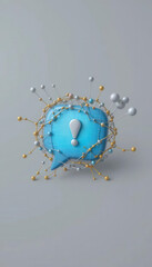 Marketing automation rentention concepts. 3d rendering abstract concept blue speech bubble with exclamation mark symbolizing marketing automation for strong customer retention strategy success