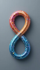 Marketing automation rentention concepts. Concept art showing infinity loop symbol for marketing automation retention business strategy with endless colorful cycle on grey background