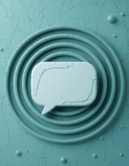 Marketing automation rentention concepts. 3D rendering of speech bubble icon floating above ripples for marketing automation retention concept showing communication growth strategy abstract