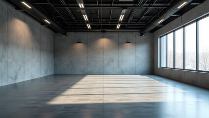 Fototapeta premium empty gym interior with open floor space for training hall or fitness studio clean modern room for exercise and workout minimal athletic environment concept of sports health wellness business