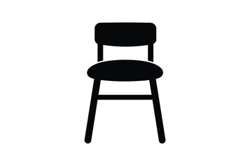 Simple black silhouette icon of chair, front view on white background, furniture graphic