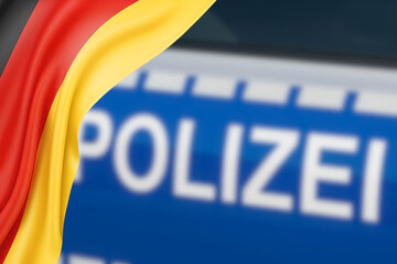 Flagge von Deutschland und ein Polizeiauto