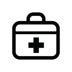 Obraz premium Black first aid kit icon vector