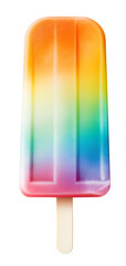 Rainbow gradient ice cream popsicle isolated on transparent background