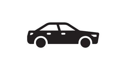 Obraz premium Silhouette of a car in simple flat design with black color on white background for transportation icon