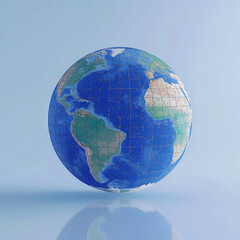 Naklejka premium World Autism Awareness Day Global: Earth Made of Puzzle Pieces