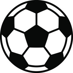Fototapeta premium Soccer Ball Icon: A simple yet iconic image of a classic soccer ball, featuring the traditional black and white pentagons and hexagons. Ideal for use in sports-related designs and projects.