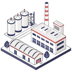 Isometric Industrial Factory Complex Top View Vector