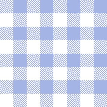 Pastel blue gingham seamless pattern with diagonal twill lines. Delicate checkered fabric texture for summer apparel and decorative craft paper.