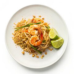 Delicious Pad Thai Noodles with Shrimp and Lime