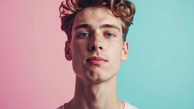 Young Man Blowing a Bubble Gum Bubble Stock Video