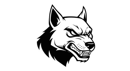 Obraz premium Fierce Wolf Head Illustration Aggressive Animal Portrait.