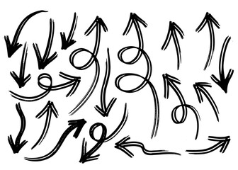 Black Arrows Vector Doodle Sketch Isolated Hand Drawn Arrow Set