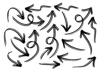 Black Arrows Vector Doodle Sketch Isolated Hand Drawn Arrow Set