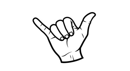Obraz premium Hand Gesture Shaka Sign Illustration Black and White.