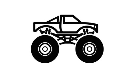 Iconic Monster Truck Silhouette with Large Tires. © adhitama