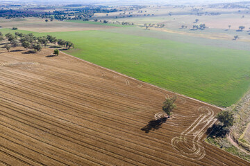 Aerial view farmland - Cowra NSW Australia. Located in central NSW Cowra is a fertile agricultural area