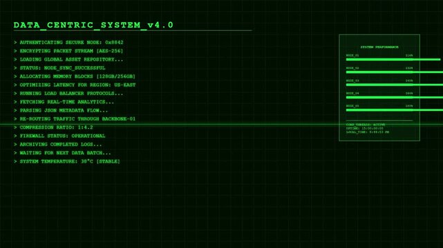 Green binary code digital technology background.