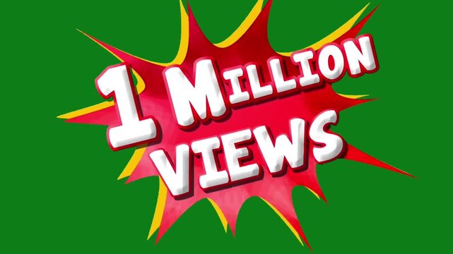 One million views celebration badge with red explosion
