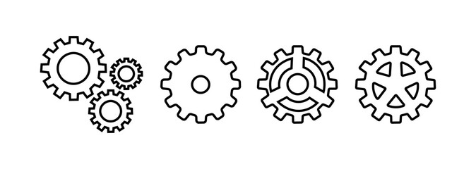 Gear wheel icon set. Simple Gear wheel collection. Cogwheel. Gear icons. Vector