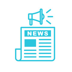 News icon. Isolated on white background. Blue icon