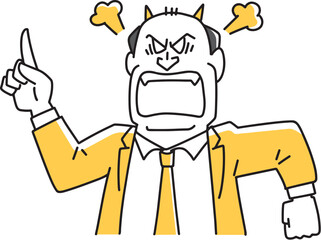 角を生やして怒る中年男性社員