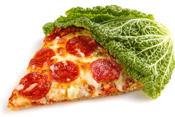 fresh green salad with pizza slice