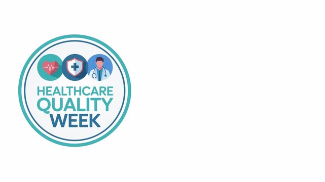 Animated video about Healthcare Quality Week. Transparent background, with empty space on the right.