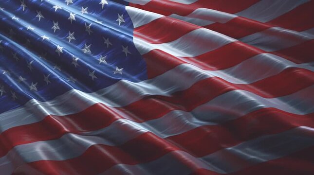 Waving American flag with vibrant colors and detailed fabric texture.