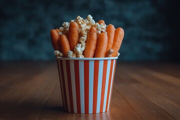 popcorn bucket filled with snacks