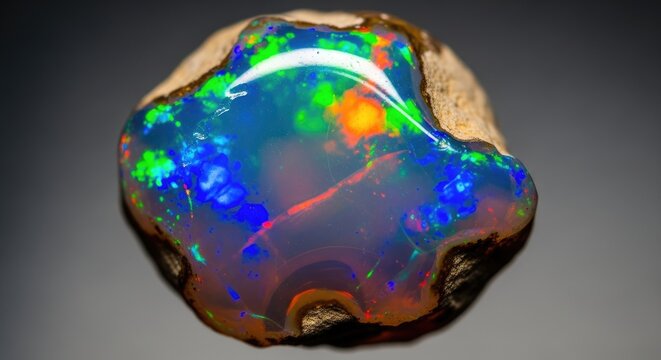 Stunning Black Opal Gemstone with Vibrant Colors.
