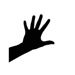 Obraz premium Silhouette of an Open Hand Raised, Symbol of Greeting, Welcome, or Stop Gesture