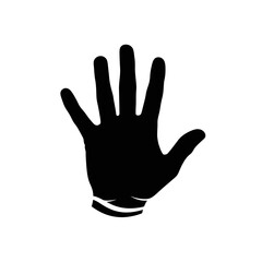 Obraz premium Black Silhouette of a Hand with Five Fingers Raised, Isolated on White