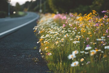 flowers in the road