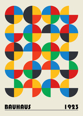 Obraz premium Bauhaus Style Geometric Abstract Colorful Poster Design