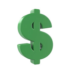 Obraz premium Green 3D dollar sign currency finance isolated on a transparent background
